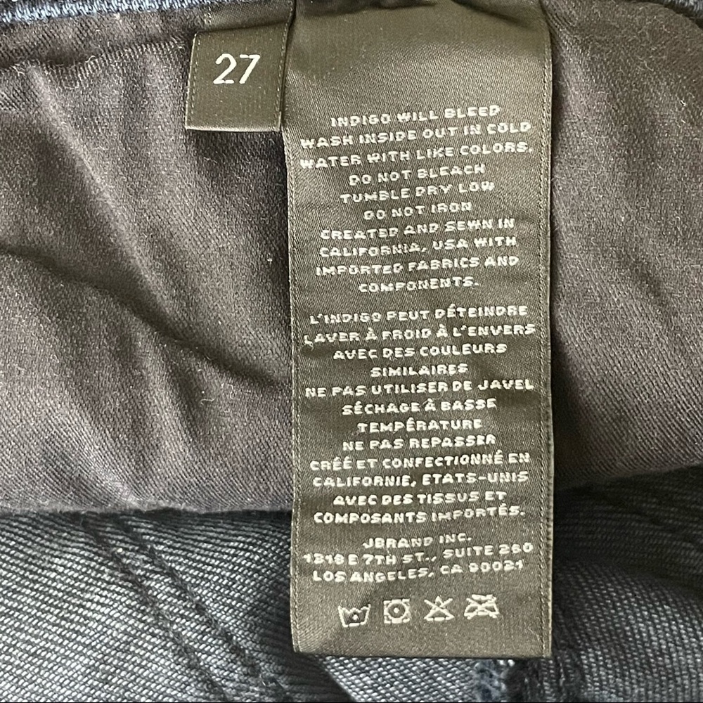 JBRAND NWT SKINNY DARK WASH BLUE JEANS WITH ZIPPER HEM 27 - Picture 8 of 8